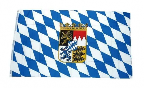 Bayern Fahne Flagge Hissfahne Bavaria Staatswappen Raute Wappen Ösen